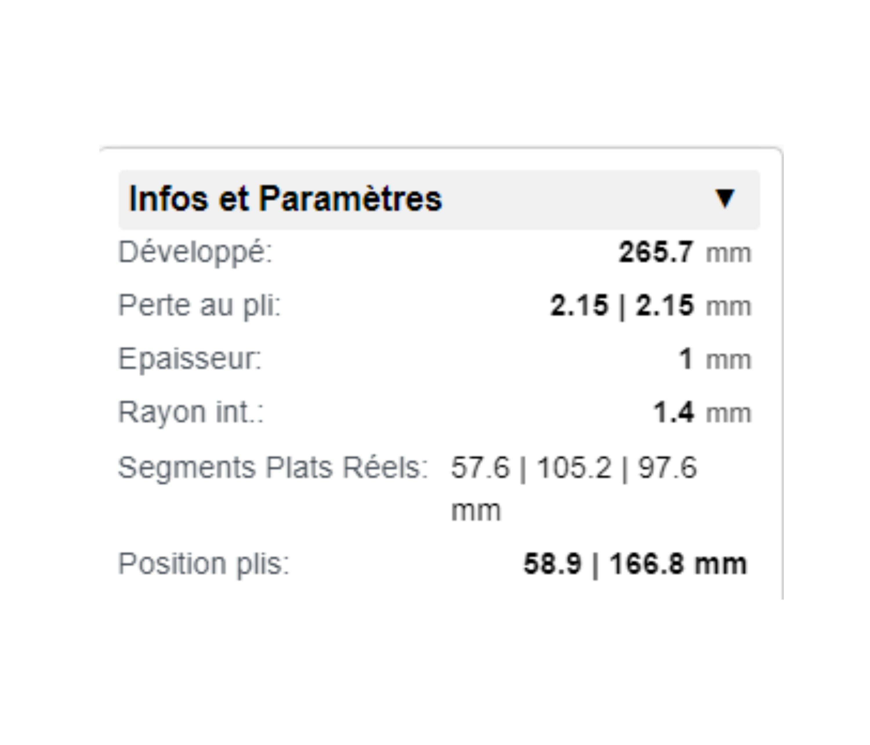 Développé d'une pièce avec lignes de pliage