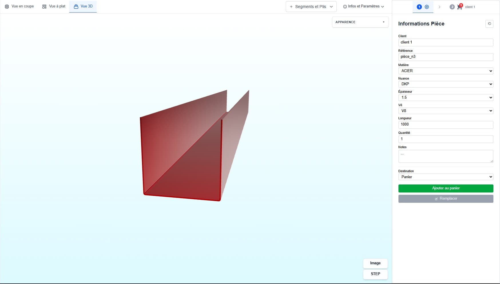 Vue 3D Firetole avec panneau d'informations pièce