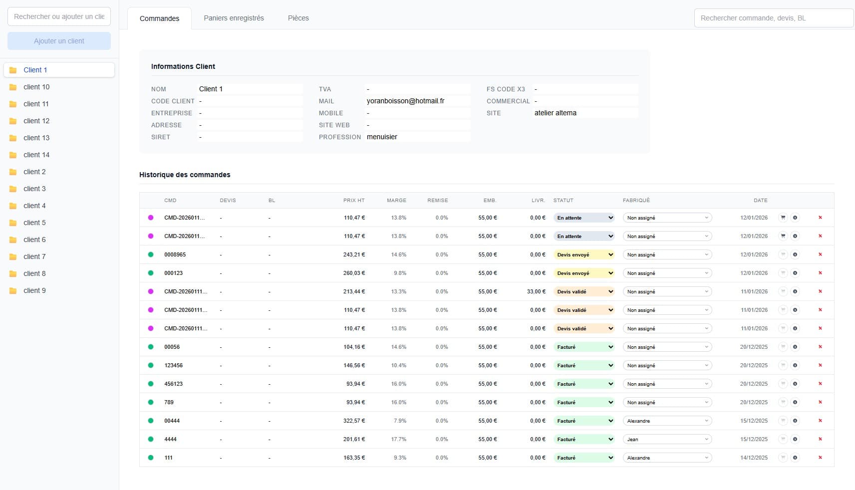 Interface de gestion de projets Interface de gestion de projets